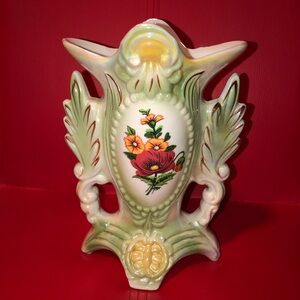 VINTAGE Poppy Lusterware Vase Victorian 1940’s Made in BRAZIL # 1749